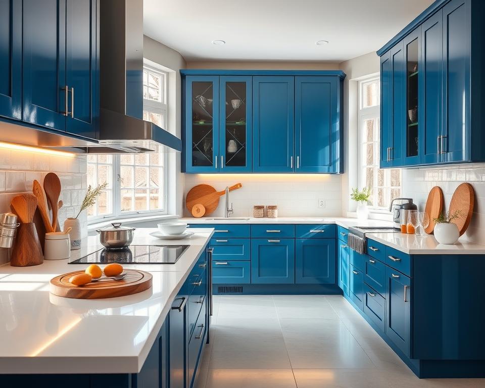 Blue kitchen cabinets