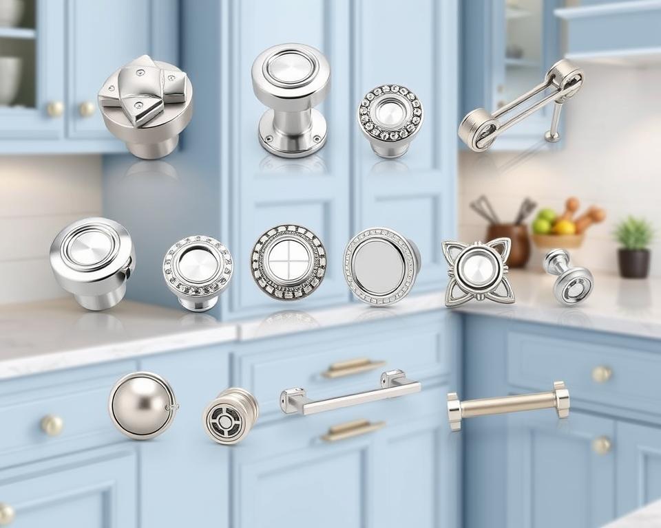 blue cabinet hardware
