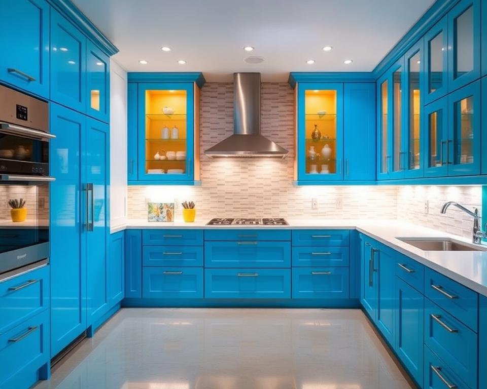 blue cabinet illumination