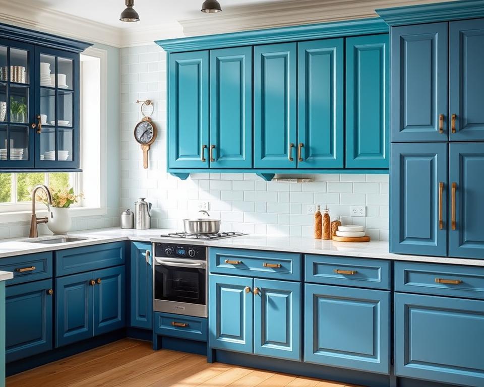 blue cabinet shades