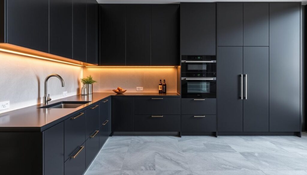 matte black cabinets