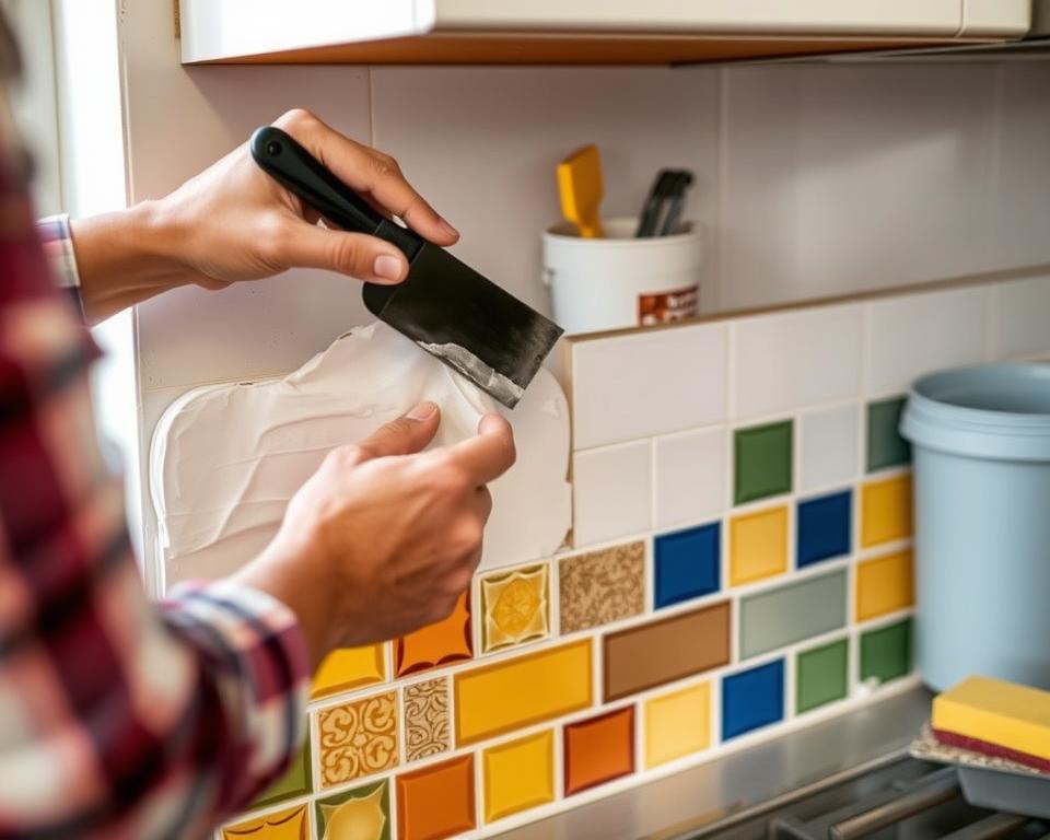 Backsplash Tile Adhesive Application