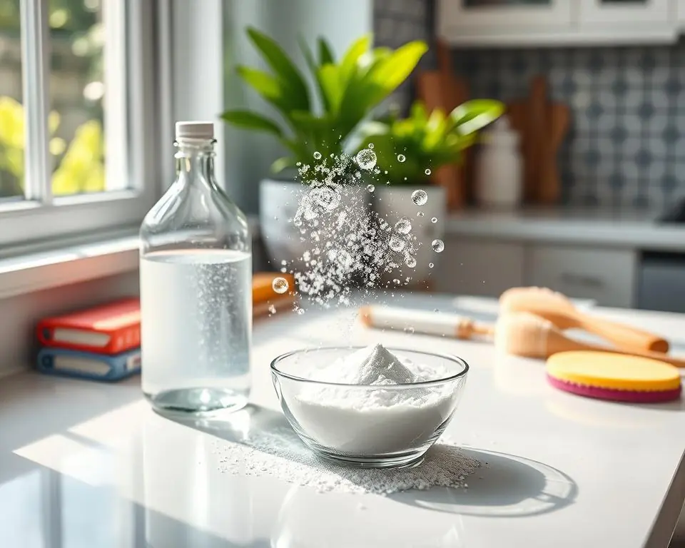 Baking soda and vinegar cleaning