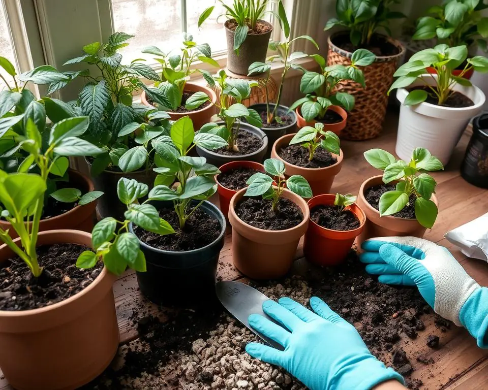 repotting plants