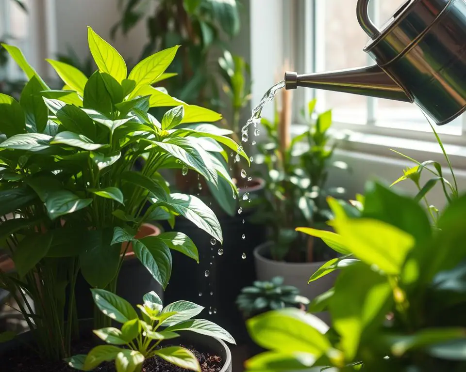 watering plants